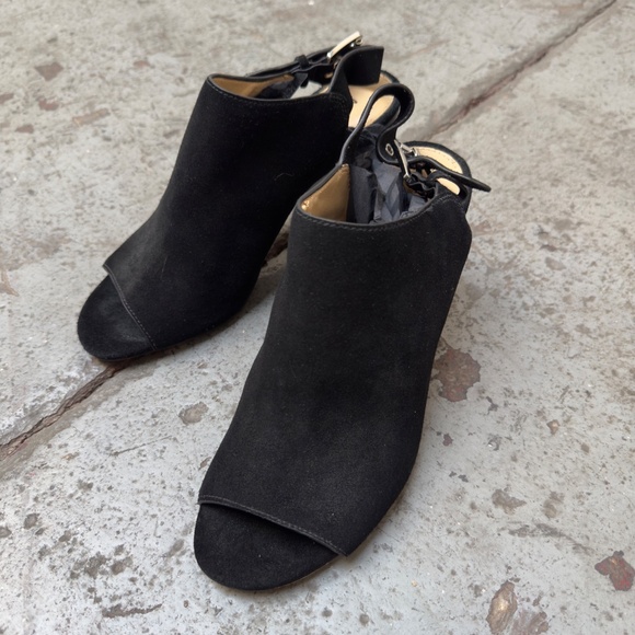 MICHAEL Michael Kors Black Suede Open Toe Sling Back Block Heels Size 9 - Picture 7 of 7